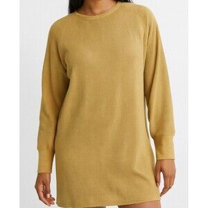 Polo Ralph Lauren Thermal Sweater Dress Women's XL Tan Long Sleeve Minimalist